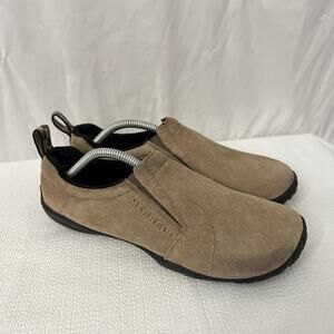 Merrell Shoes Womens Size 7.5 Jungle Glove Slip On Taupe Suede Comfort Vibram